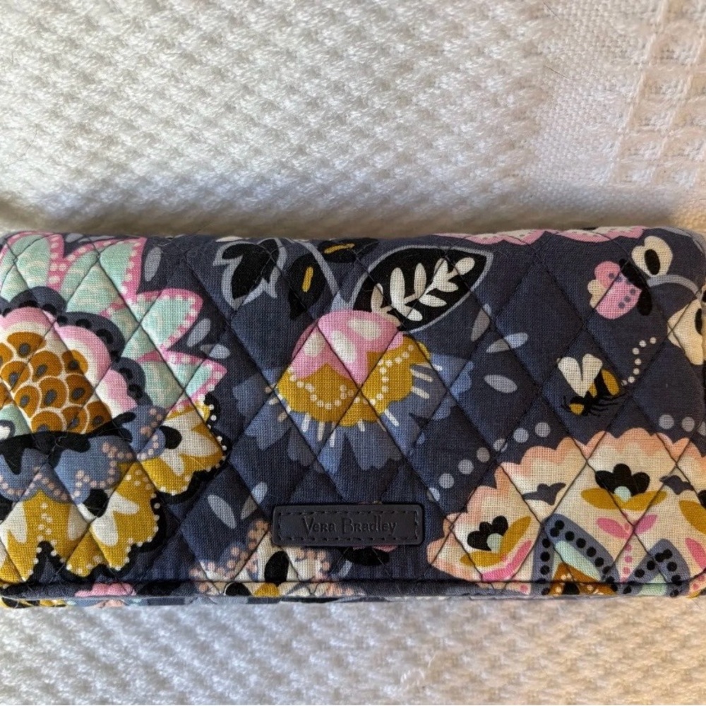 Vera Bradley Gray Floral Quilted Wallet